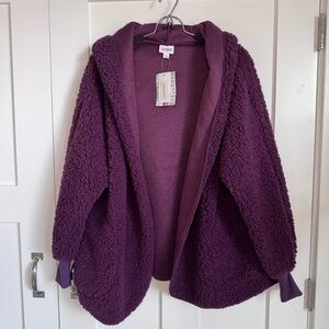 NWT LuLaRoe Women's Size Medium Purple Teddy Bear Cardigan JacketSherpa NEW